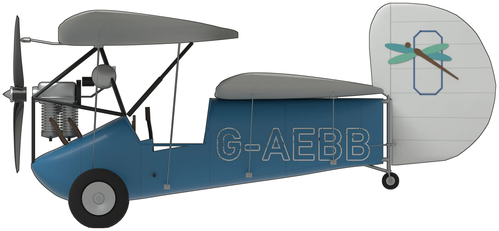 Side profile of the Mignet HM.14 Flying Flea, HM.14 G-AEBB, port side