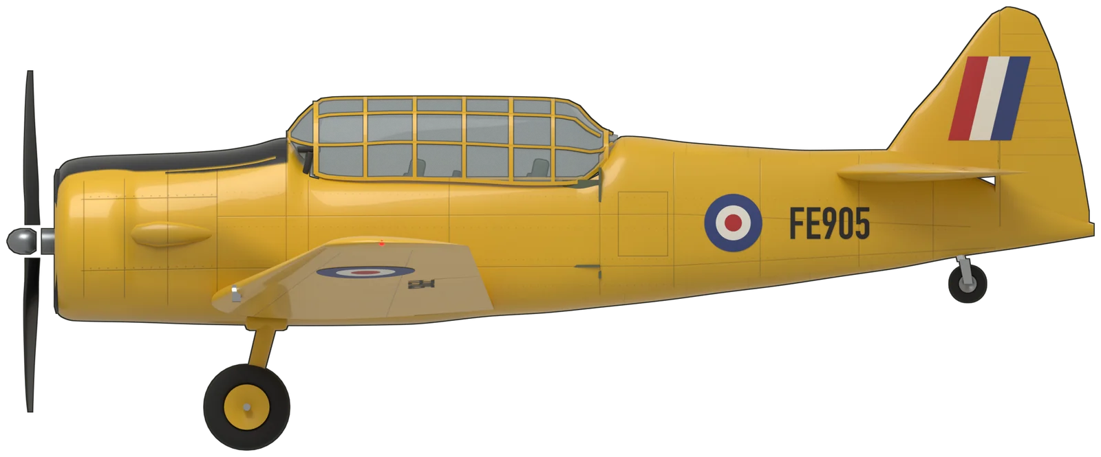 Side profile of the North American Harvard, Harvard IIB FE905, port side