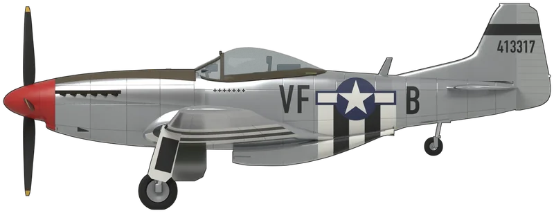 North American P-51 Mustang side profile, to scale
