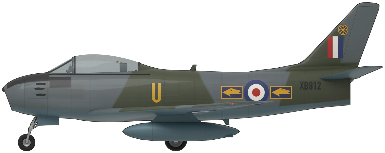 Side profile of the Canadair Sabre, Sabre F.4 XB812, port side