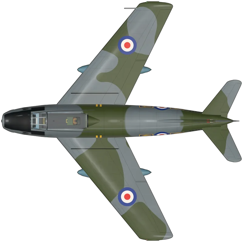 Top view of the Canadair Sabre, Sabre F.4 XB812
