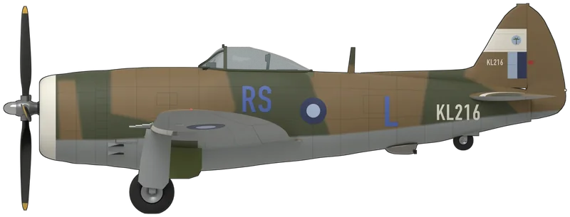 Republic P-47 Thunderbolt side profile, to scale