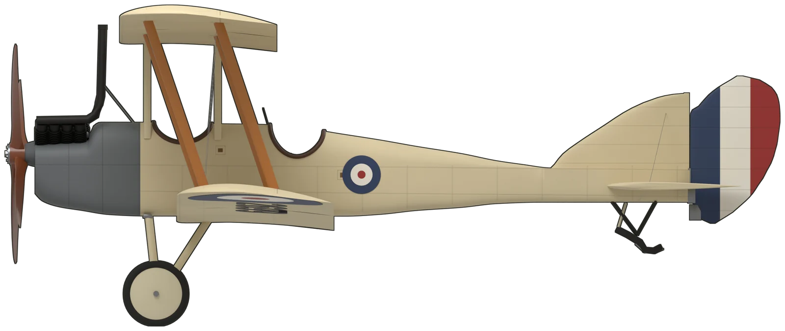 Side profile of the Royal Aircraft Factory B.E.2, B.E.2c 2699, port side