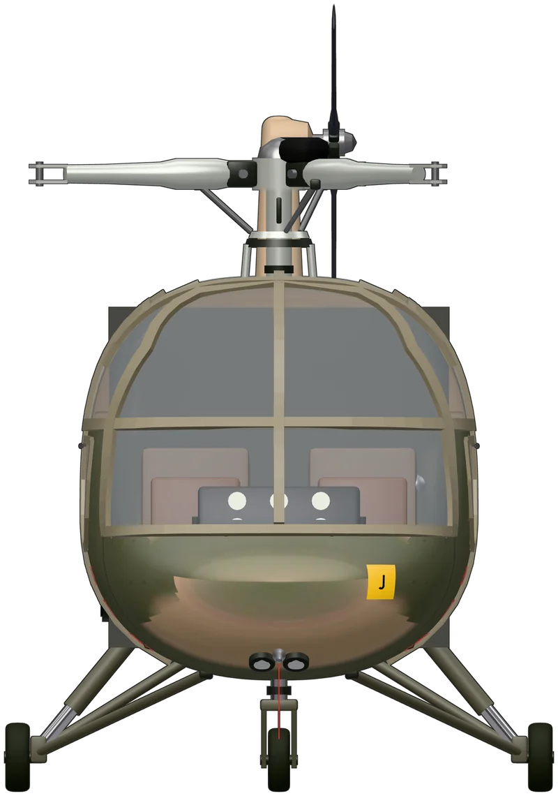 Front view of the Saunders-Roe Skeeter, AOP.12 XL764