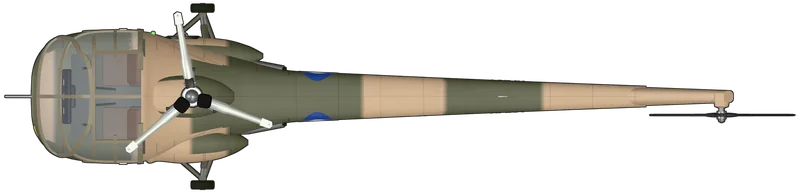 Top view of the Saunders-Roe Skeeter, AOP.12 XL764