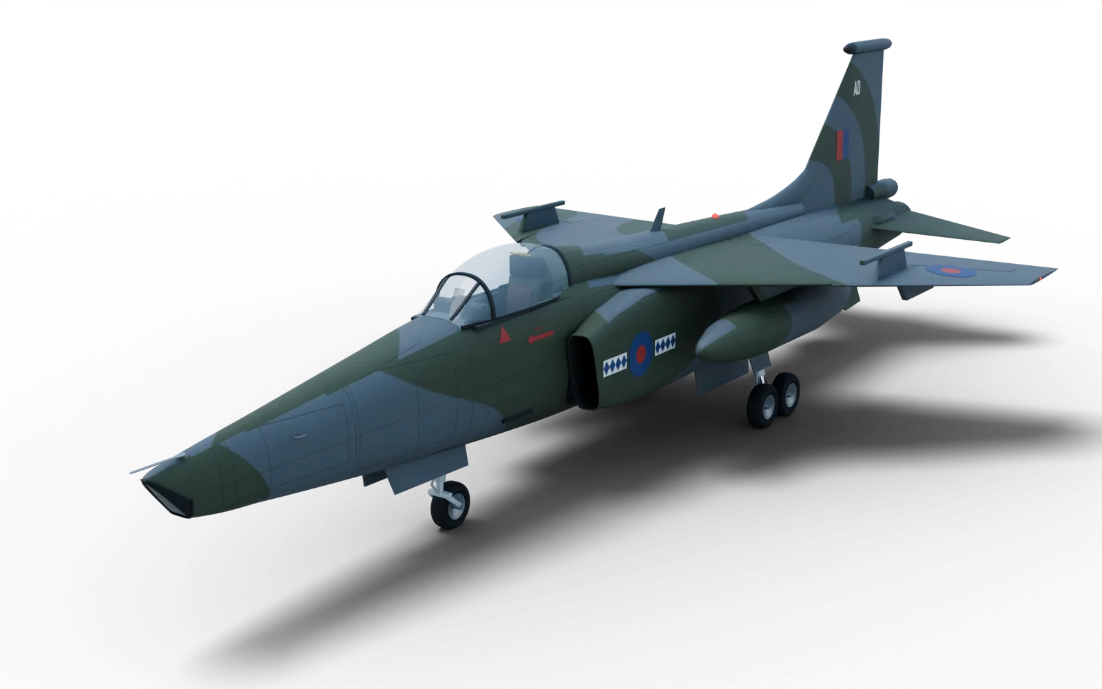 3D model of the Jaguar GR.1A, painted as XX824 'AD' of No. 14 Squadron in the mid-1980s