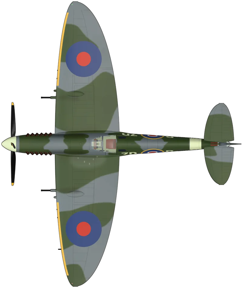 Top view of the Supermarine Spitfire, LF Mk IX MH434