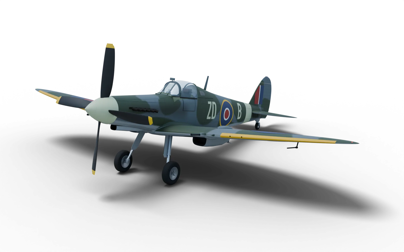 3D model of the Spitfire LF Mk IX, painted as MH434, ZD-B of No. 222 Squadron in 1943