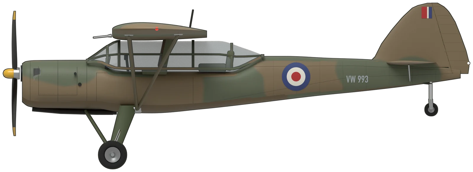 Side profile of the Taylorcraft Auster, AOP.6 VW993 (G-ASCD), port side