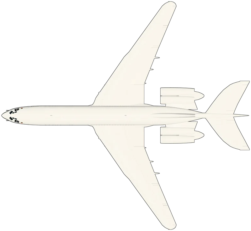 Top view of the Vickers VC10, VC10 Type 1103 G-ASIX