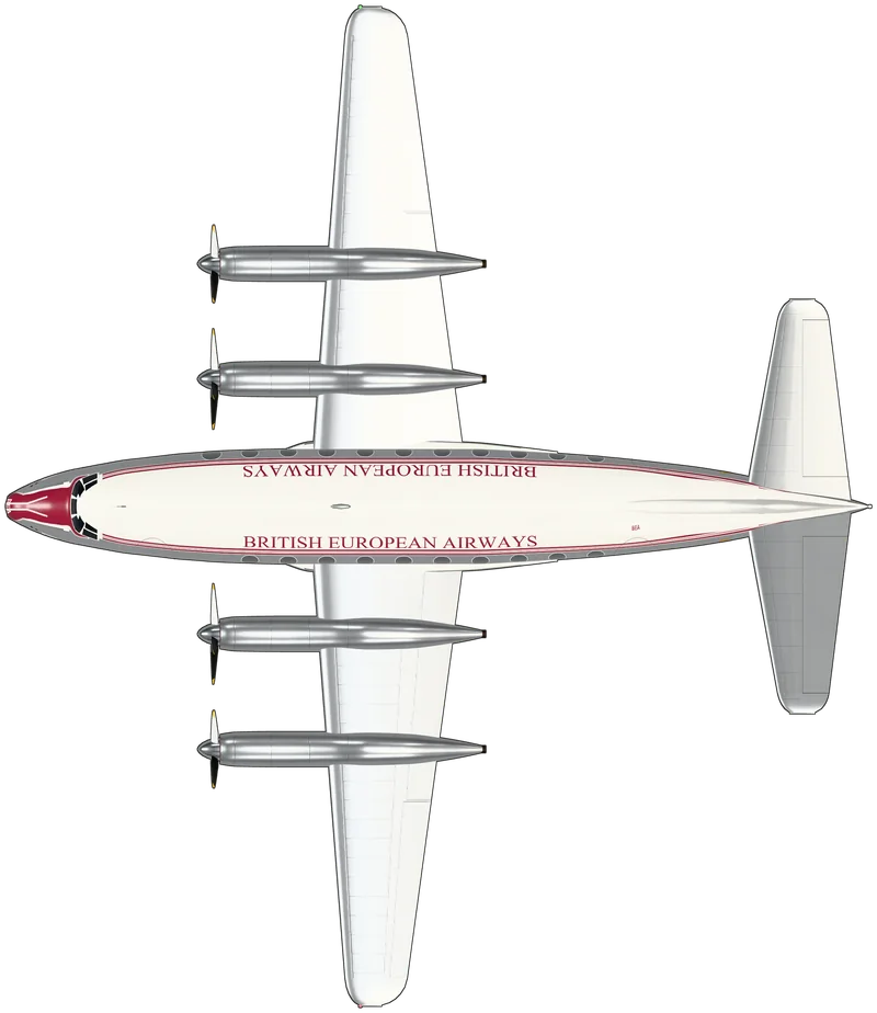Top view of the Vickers Viscount, Viscount 701 G-ALWF