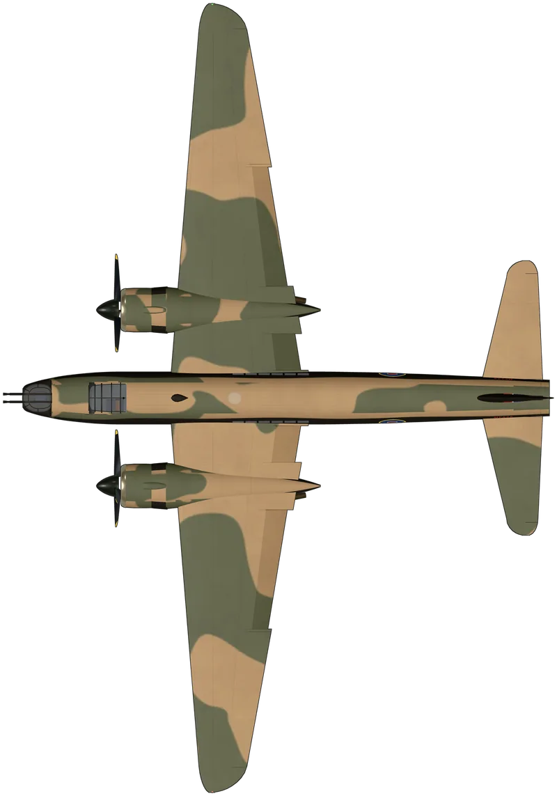 Top view of the Vickers Wellington, Wellington B.X MF628
