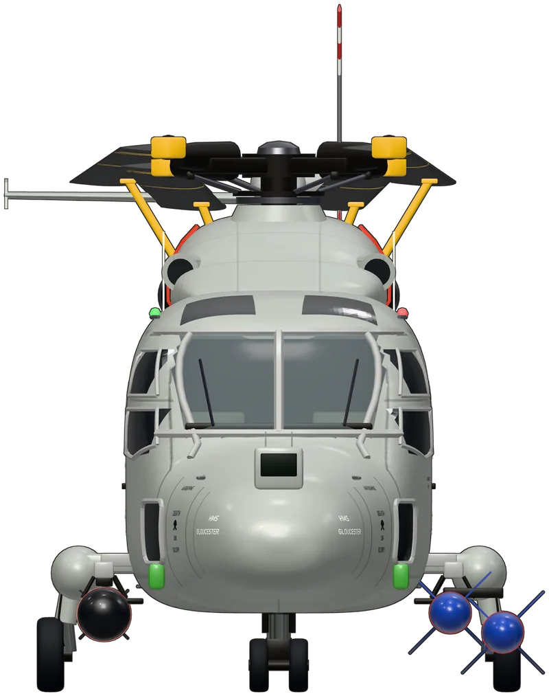 Front view of the Westland Lynx, Lynx HAS.3 (GMS) XZ720