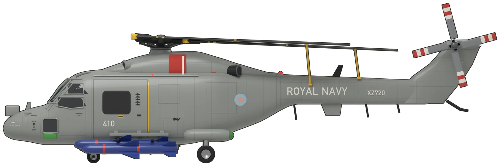 Side profile of the Westland Lynx, Lynx HAS.3 (GMS) XZ720, port side