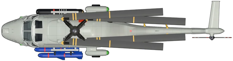 Top view of the Westland Lynx, Lynx HAS.3 (GMS) XZ720