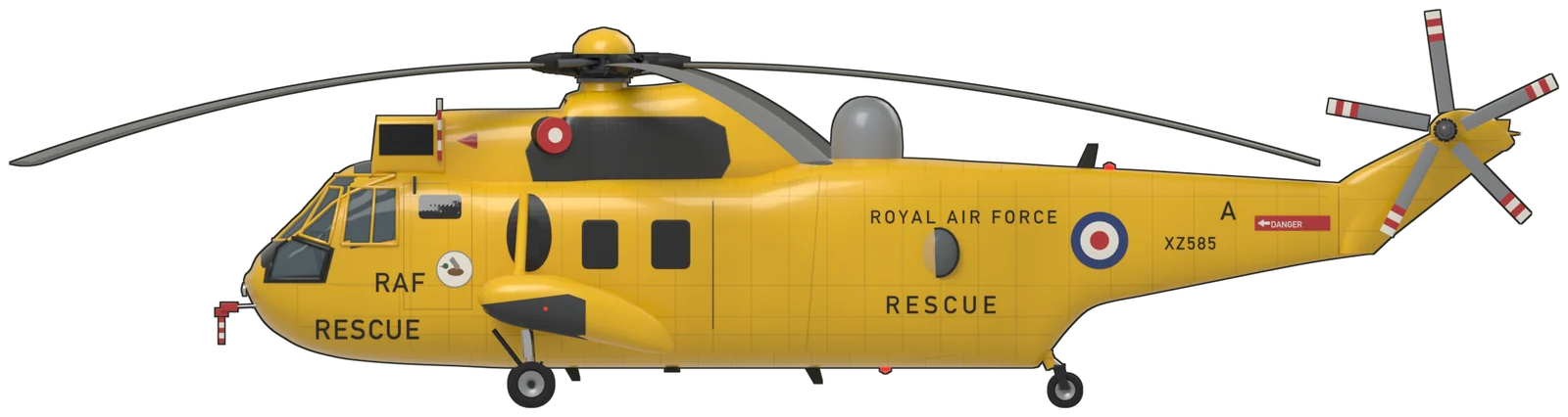 Side profile of the Westland Sea King, Sea King HAR.3 XZ585, port side