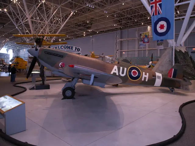 Camouflaged Spitfire coded AU-H on display in the Second World War gallery