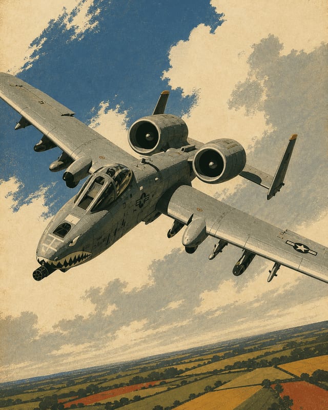 Illustrated plate of the Fairchild Republic A-10 Thunderbolt II from the Compendium