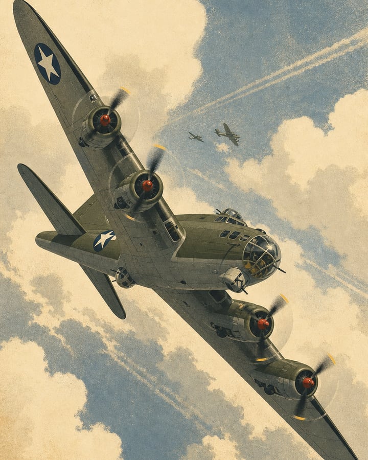 Illustrated plate of the Boeing B-17 Flying Fortress from the Compendium