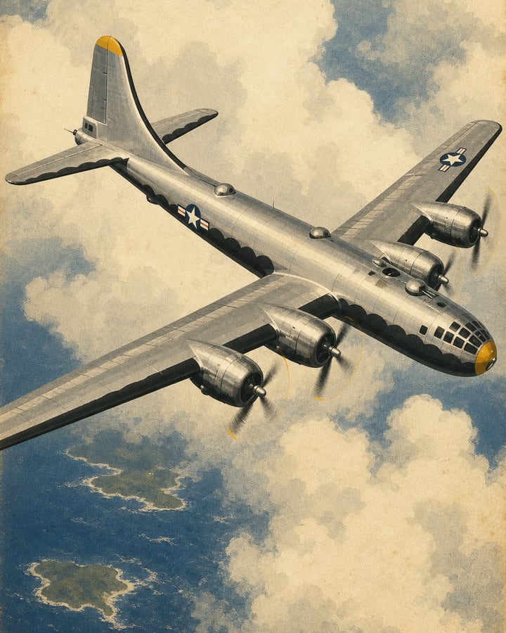 Illustrated plate of the Boeing B-29 Superfortress from the Compendium
