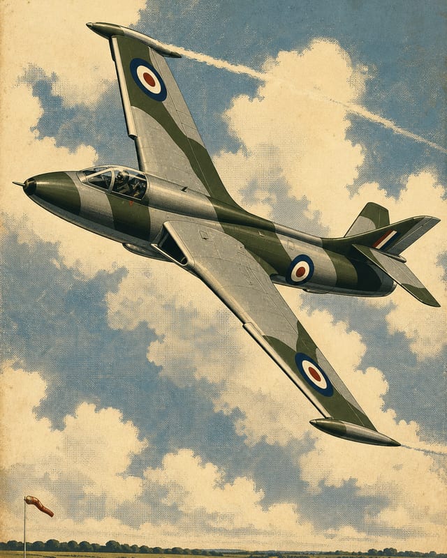 Illustrated plate of the Hawker Hunter from the Compendium