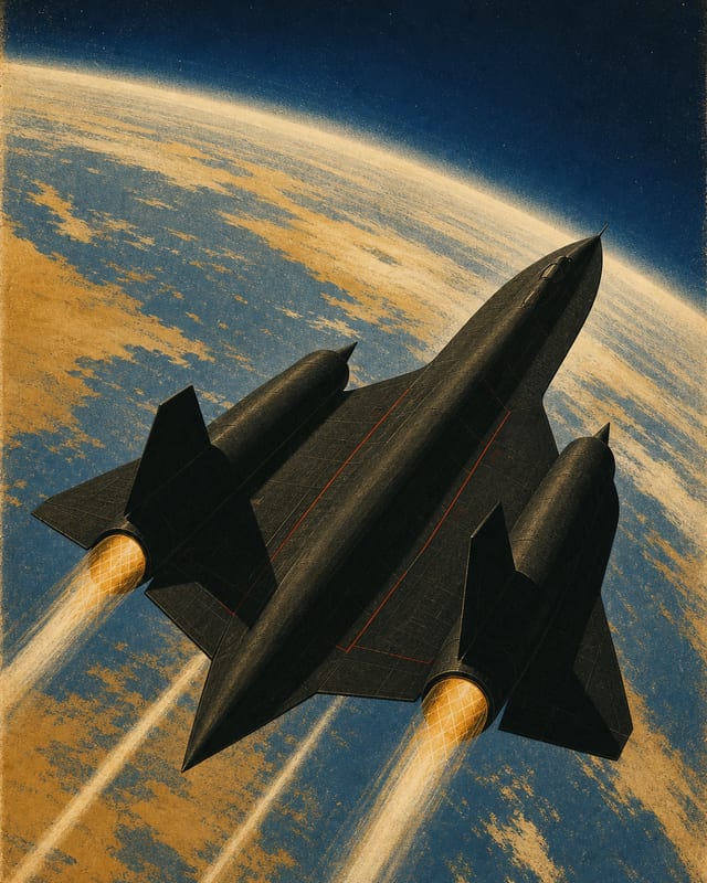 Illustrated plate of the Lockheed SR-71 Blackbird from the Compendium