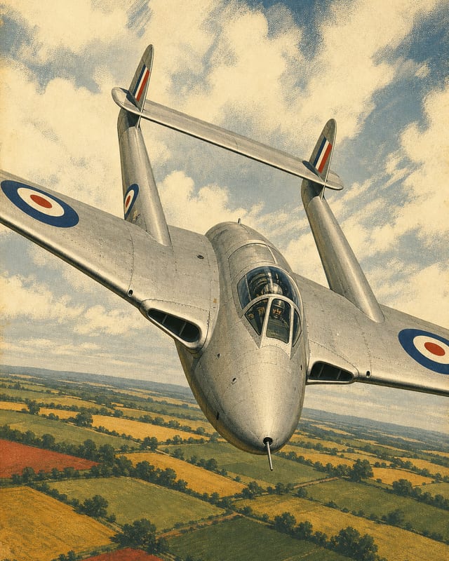Illustrated plate of the de Havilland Vampire from the Compendium