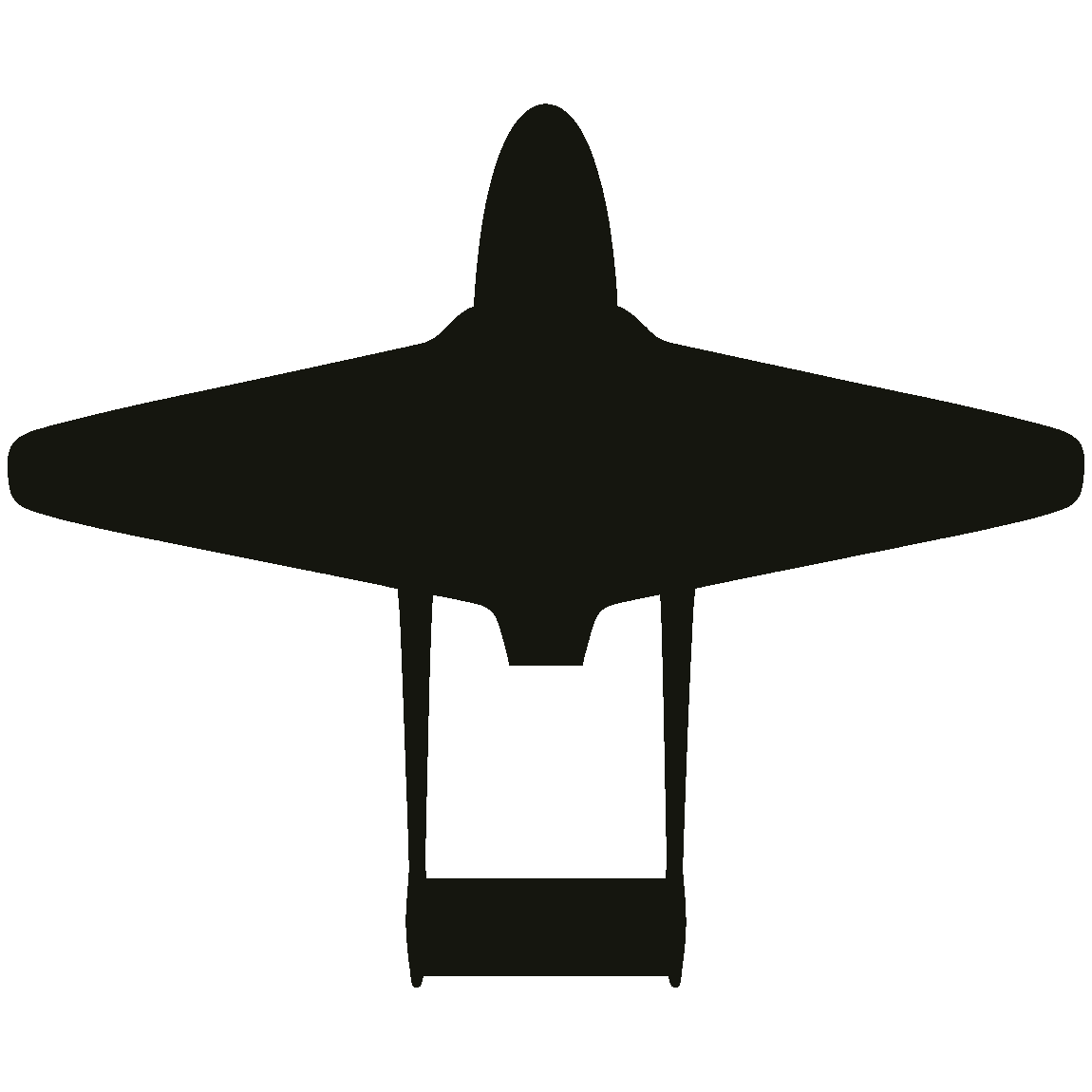 Recognition silhouette of the de Havilland Vampire, seen from above