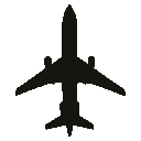 Recognition silhouette of the McDonnell Douglas DC-10, seen from above