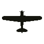 Recognition silhouette of the Parnall Pixie, seen from above